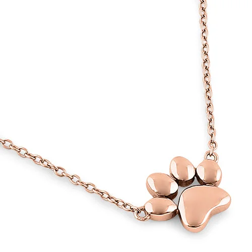 Women’s crystal drop necklace-Sterling Silver Rose Gold Paw Necklace