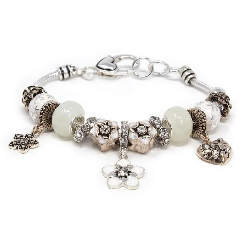 Women’s personalized bracelet-Flower Charm Bracelet White