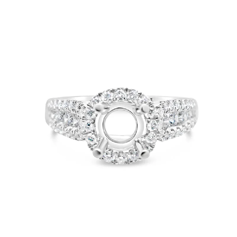 Women’s diamond engagement ring-Gold Diamond | Semi Mount -Fits 2.5CT Stone | Engagement Ring | 18K | 0.80 CTW