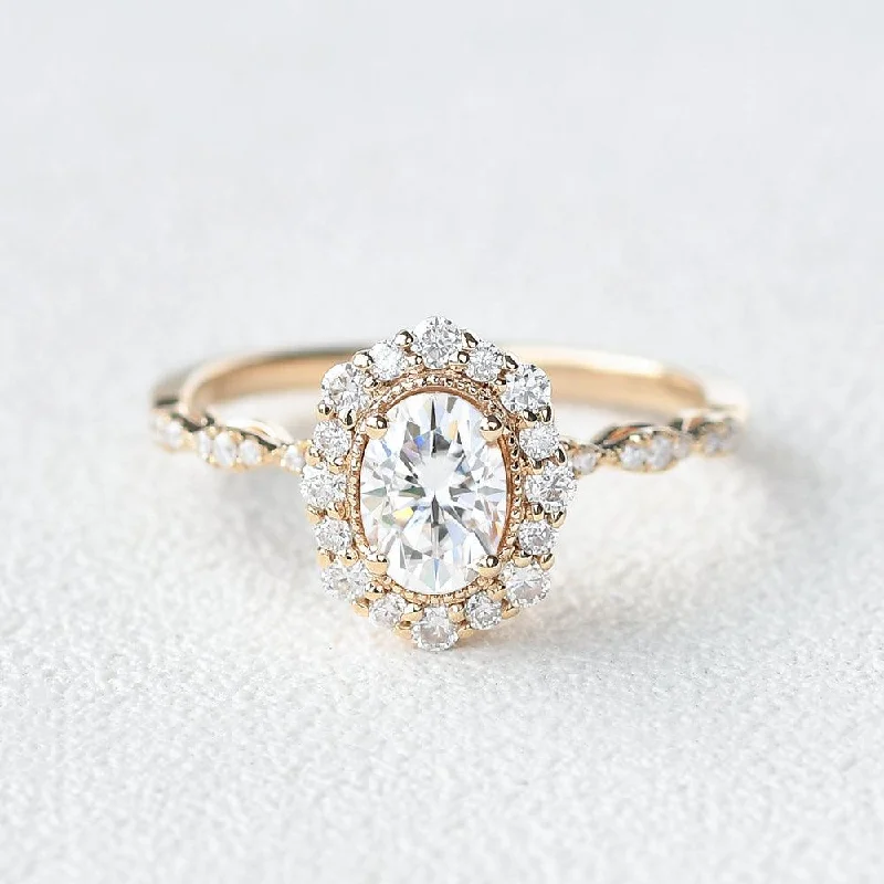 Women’s custom-designed rings-1ct Moissanite Yellow Gold Stacking Ring