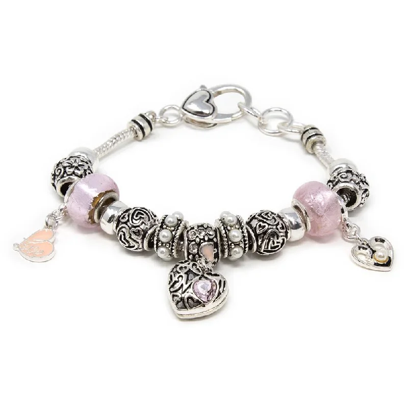 Women’s charm bracelet-Charm Bracelet Love Mom Pink