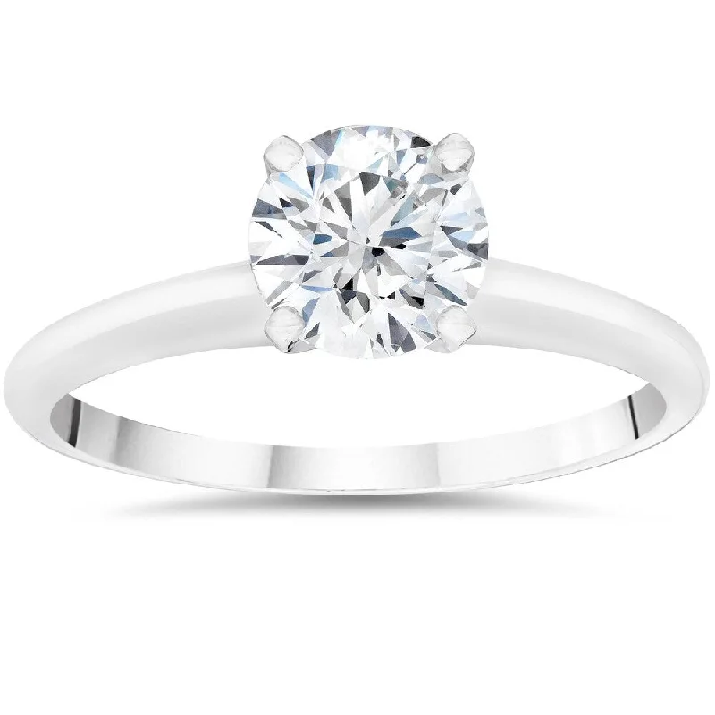 Women’s wedding ring and engagement ring duo-Pompeii3 Platinum 1 Ct TDW Solitaire Round Brilliant Cut Diamond Engagement Ring Clarity Enhanced