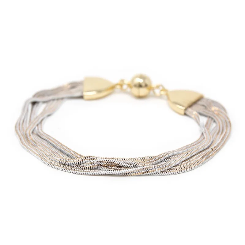 Women’s high-end bracelet-Five Strand Liquid Metal Bracelet Gold/White