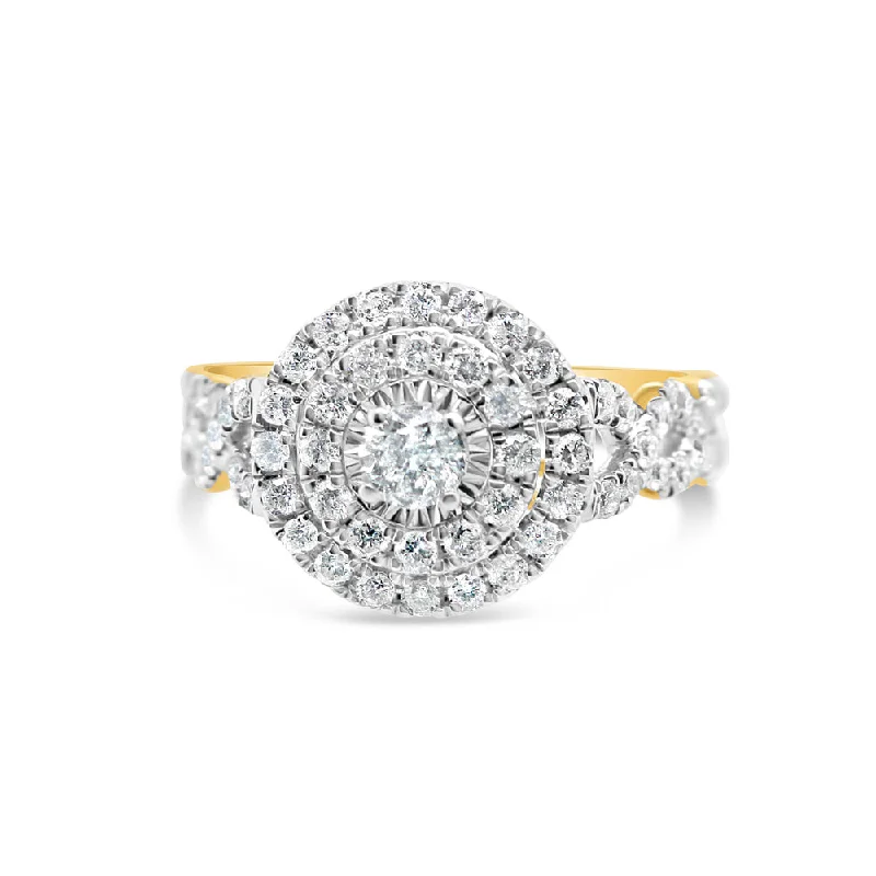 Women’s radiant cut engagement ring-Gold Diamond Round Engagement Ring | 10K | 0.99 CTW