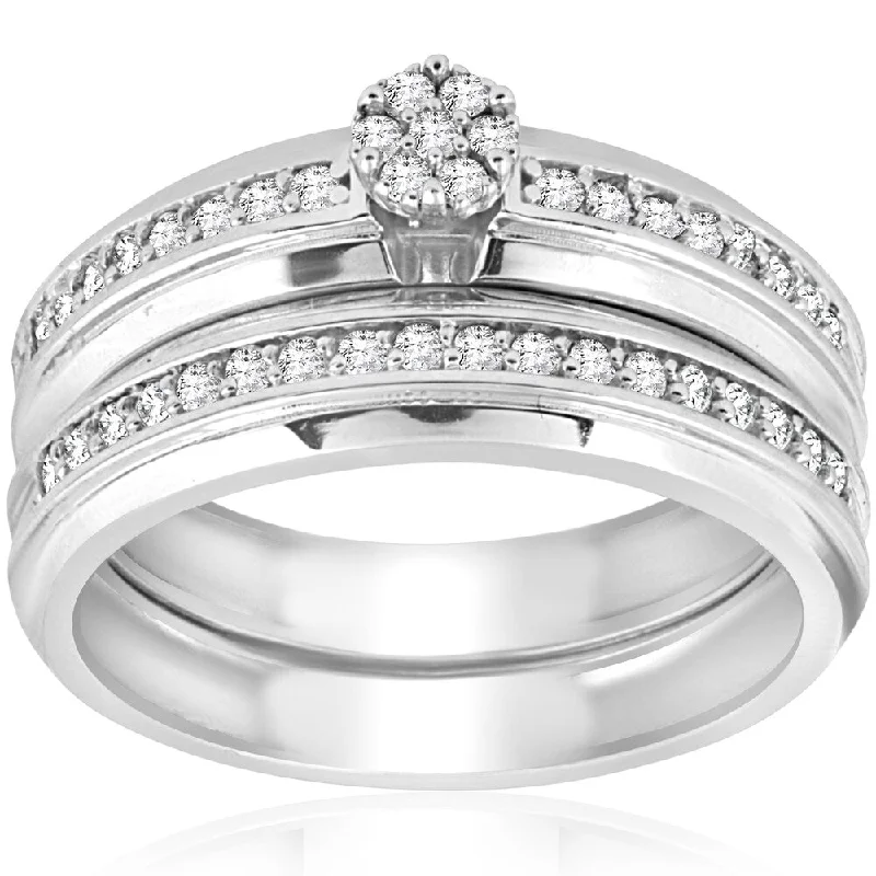 Women’s stackable engagement ring-10K White Gold 3/8 ct TDW Diamond Engagement Matching Wedding Ring Set