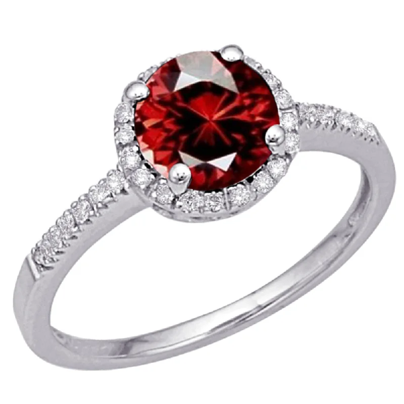 Women’s luxury engagement ring-Garnet and Diamond Ring