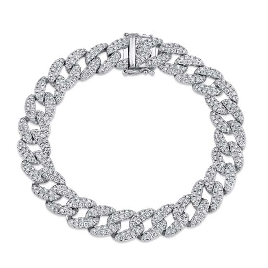 Women’s silver bracelet-14K White Gold Pave Diamond Link Bracelet