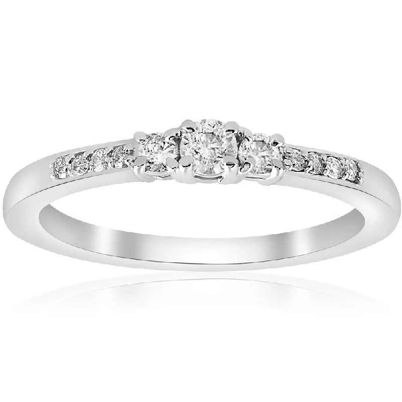 Women’s fancy cut engagement ring-14K White Gold 1/4 ct TDW Diamond Three Stone Engagement Ring (J-K,I2-I3)