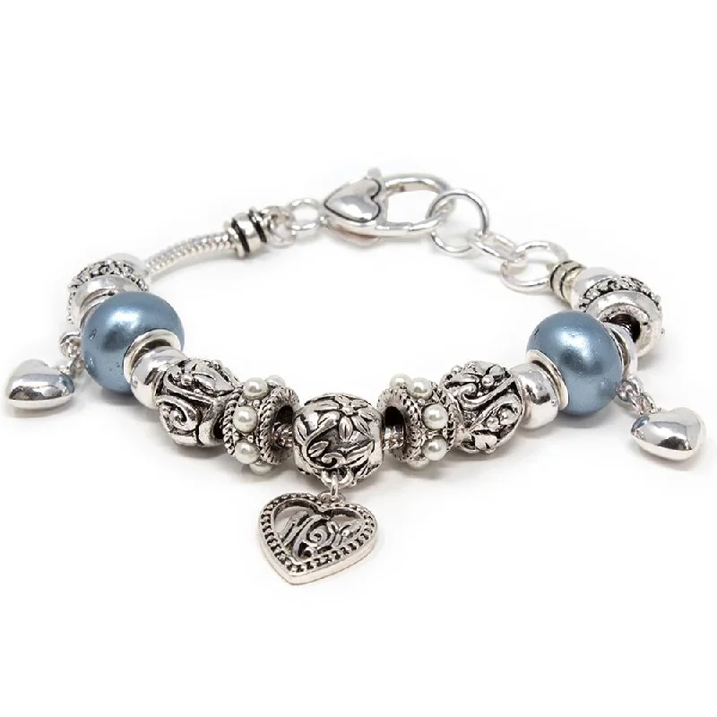 Women’s chain bracelet-Charm Bracelet Mom Blue