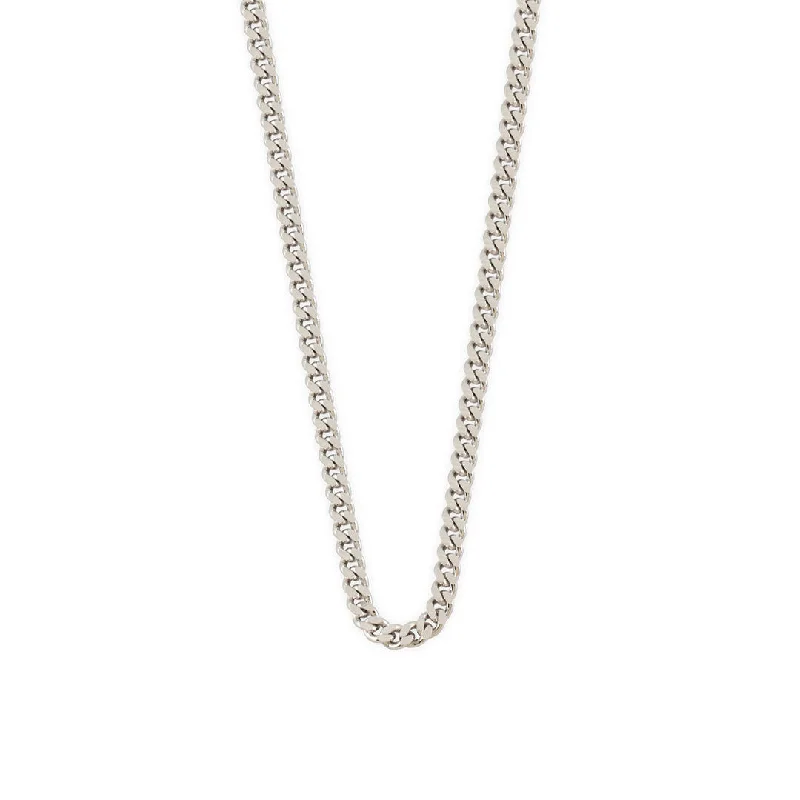 Women’s luxury diamond necklace-Silver Rhodium Diamond Cut Chain