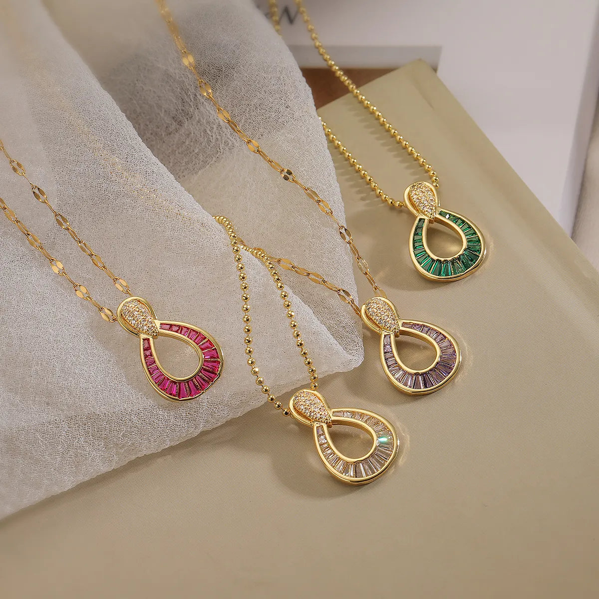 Women’s hand-crafted necklace-Simple Style Commute Water Droplets Copper 18k Gold Plated Zircon Pendant Necklace In Bulk