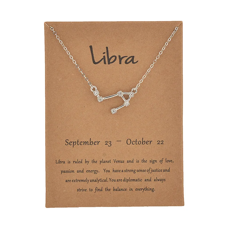 Libra Gold Card Silver Necklace