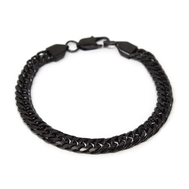 Women’s stylish wrist bracelet-Stainless Steel Curb Chain Bracelet Black