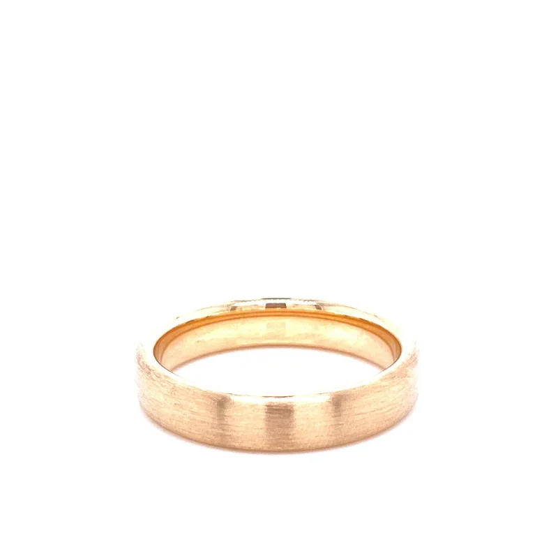 Women’s vintage diamond solitaire engagement ring-14K Gold Satin Matte Finish Wedding Band