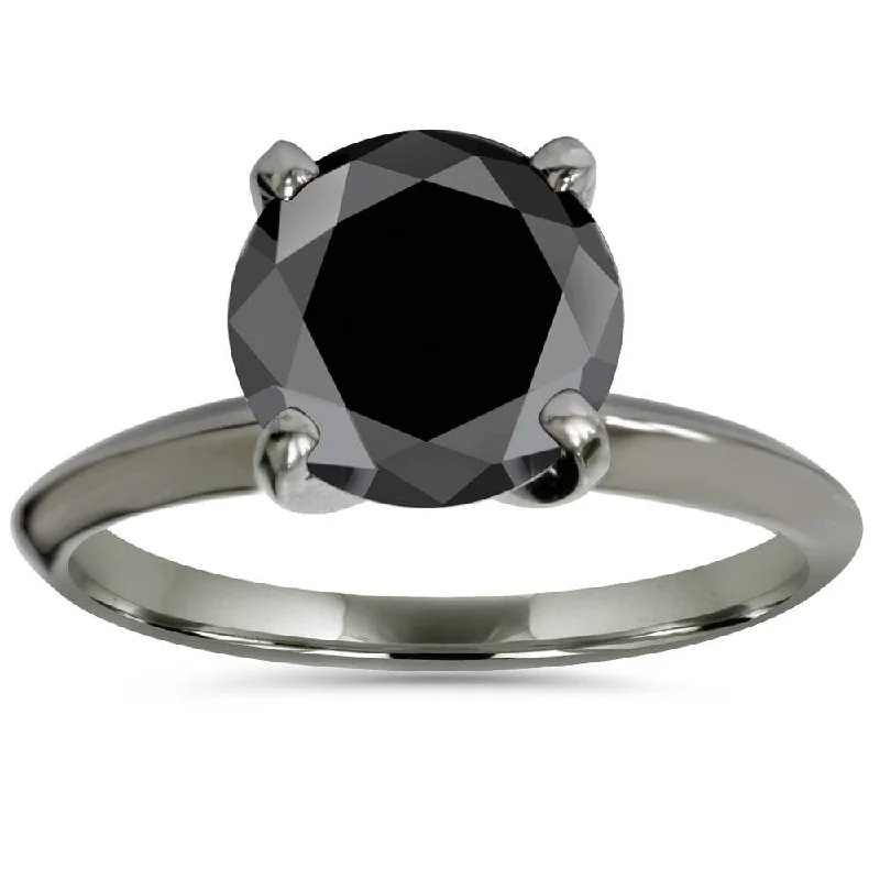 Women’s pear-shaped engagement ring-Pompeii3 14k Black Gold 2 Ct TDW Solitaire Black Diamond Engagement Ring