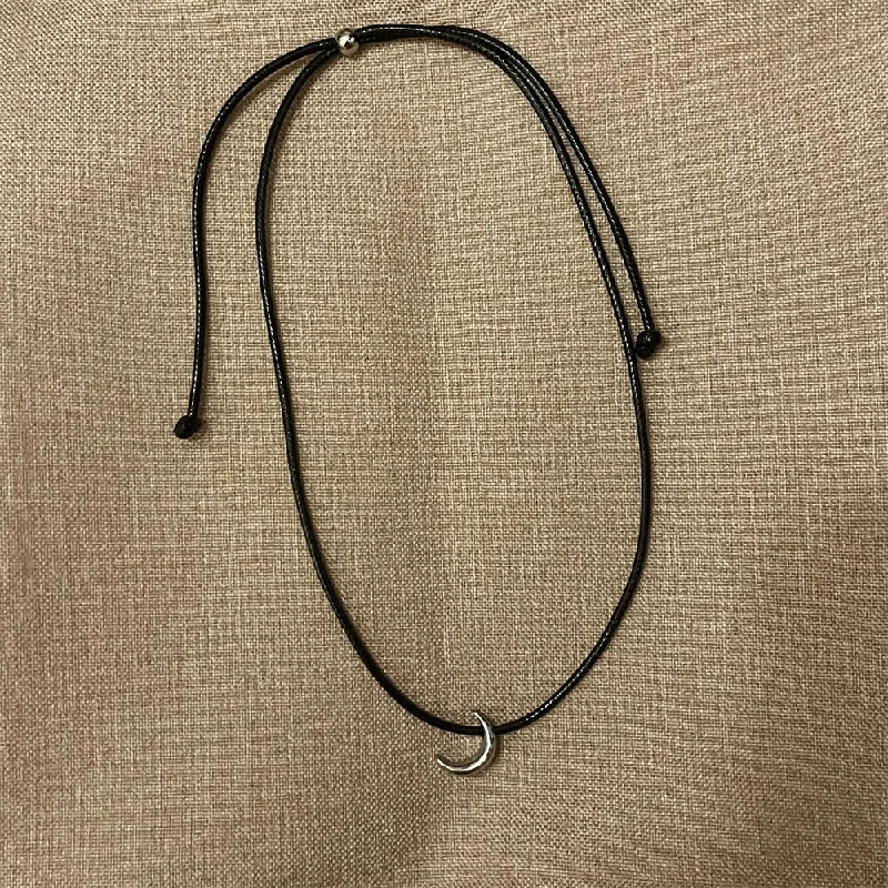 Silver Crescent Braid Rope Necklace