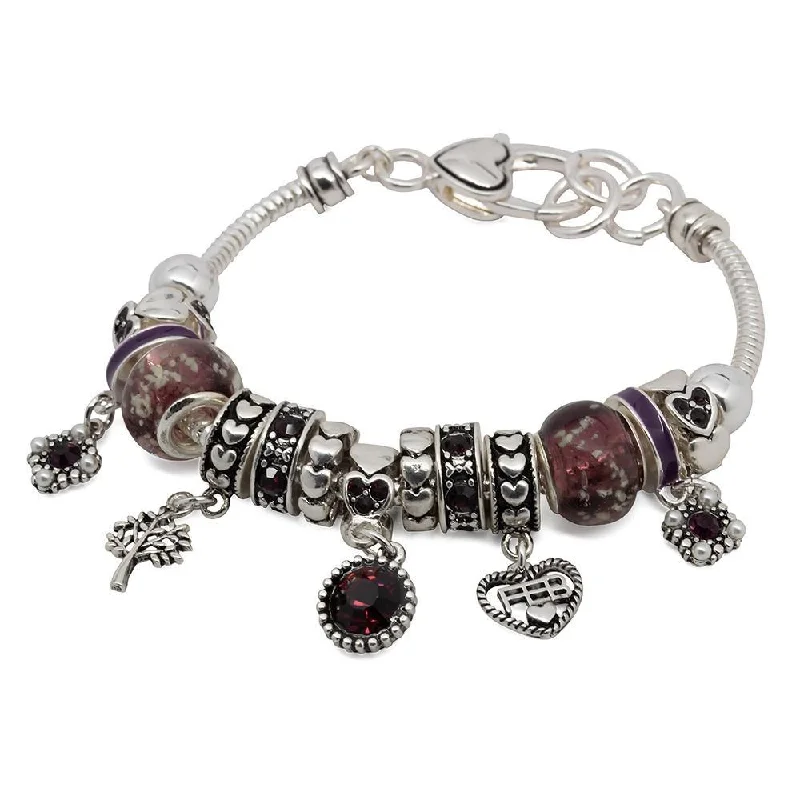 Women’s polished silver bracelet-BirthStone Charm Bracelet February