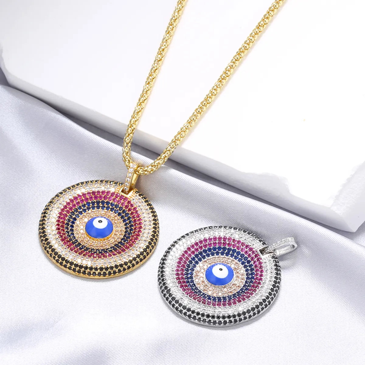 Women’s art-inspired necklace-Ig Style Round Copper Plating Inlay Zircon 18k Gold Plated Pendant Necklace