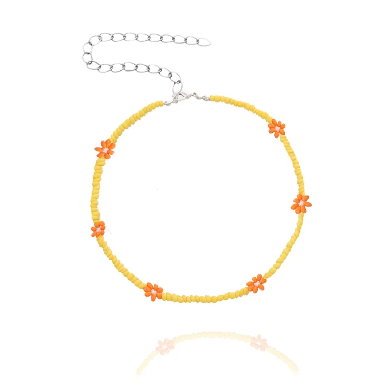 8# Yellow Bead Orange Flowers