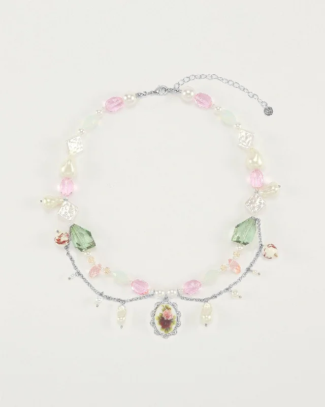 Women’s crystal drop necklace-Tea Party Necklace