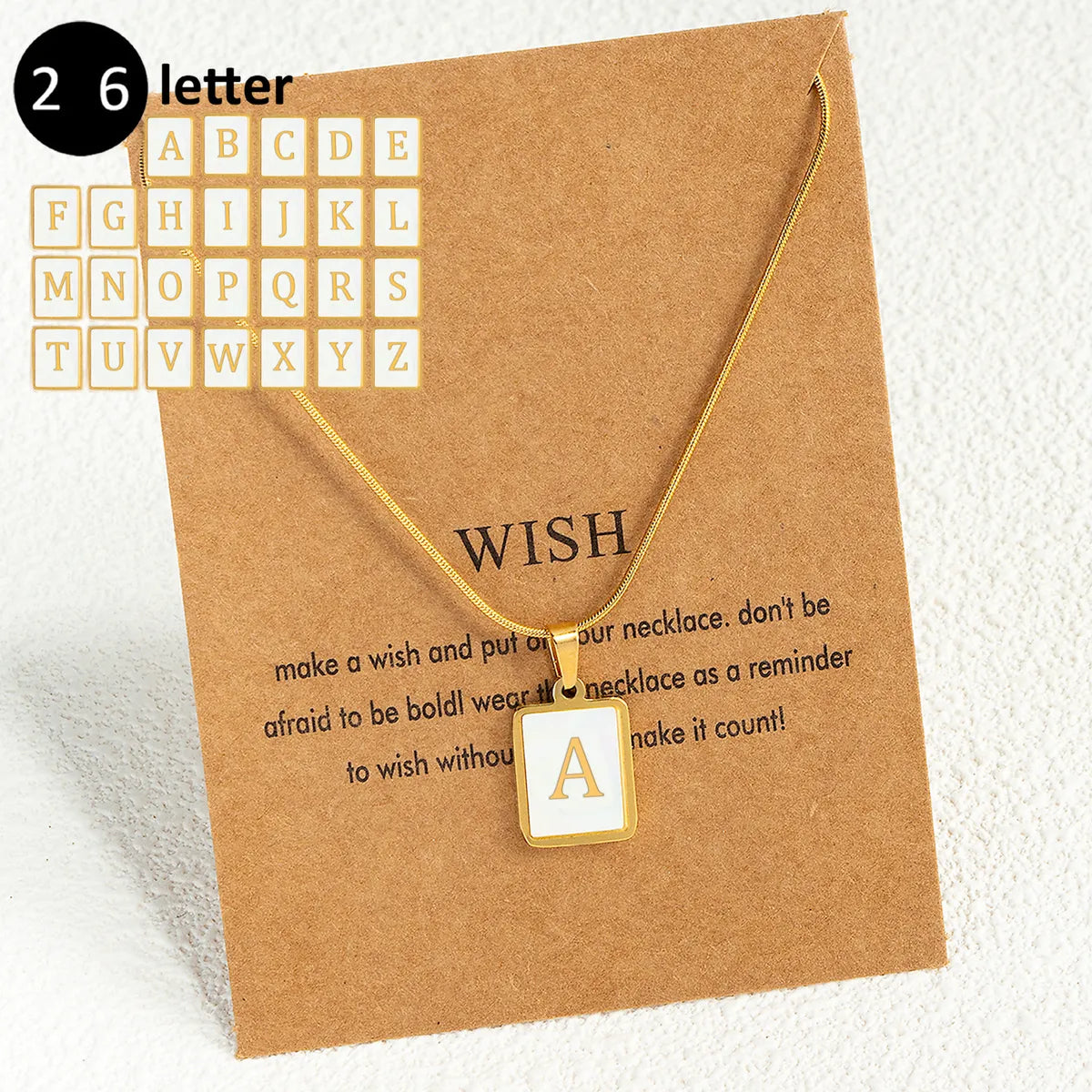 Women’s handmade necklace-Luxurious Letter Stainless Steel Plating Inlay Shell 18k Gold Plated Pendant Necklace