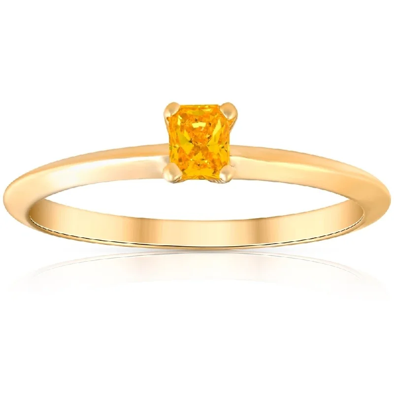 Women’s customized engagement ring-1/4Ct Solitaire Cushion Cut Diamond 14k Yellow Gold Engagement Ring Lab Grown