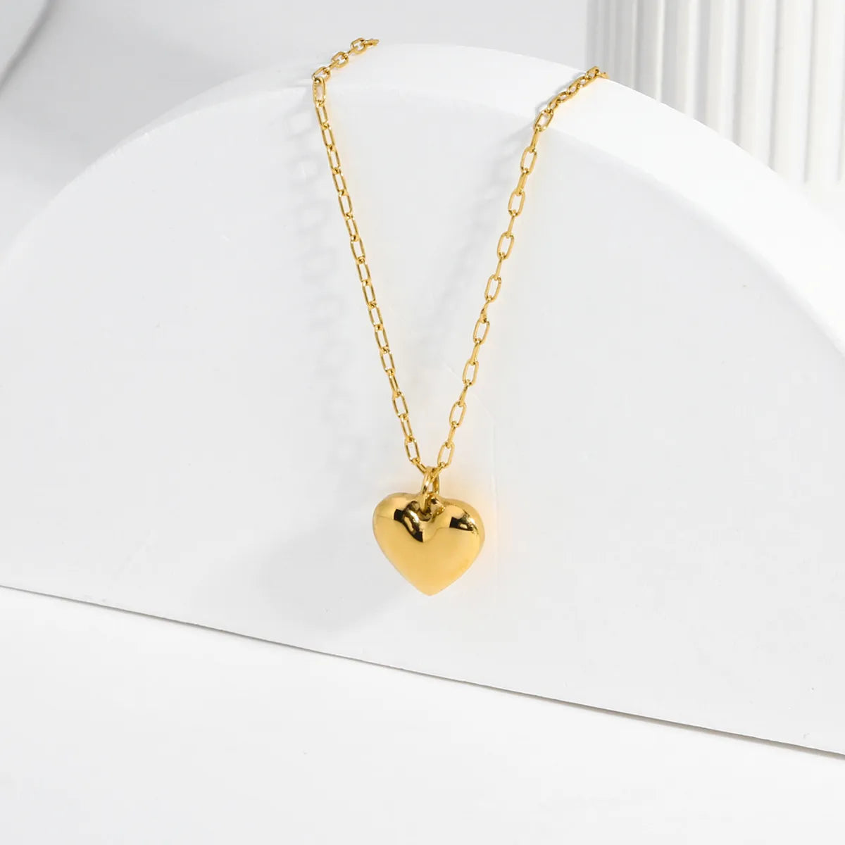 Women’s floral necklace-Simple Style Heart Shape Stainless Steel Plating Inlay Rhinestones 18k Gold Plated Pendant Necklace