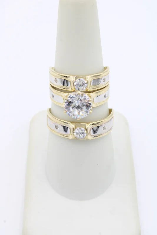 Women’s bold engagement ring-*NEW* 14k Wedding Trio CZ Set JTJ™