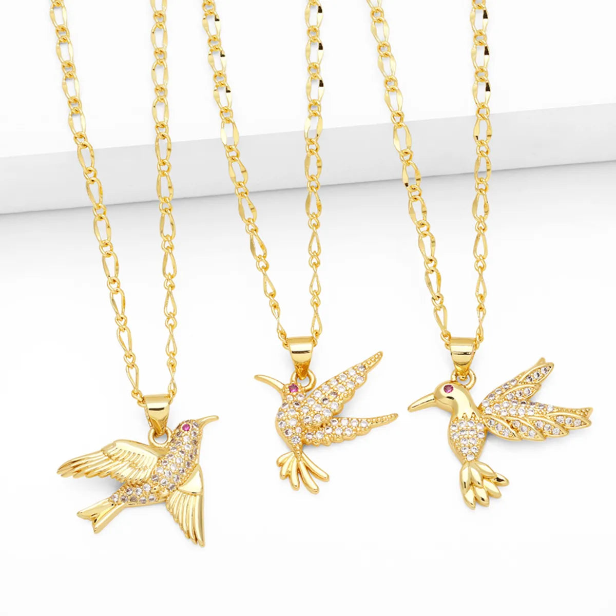 Women’s gold necklace-Cute Fashion Simple Style Bird Copper 18k Gold Plated Zircon Necklace In Bulk