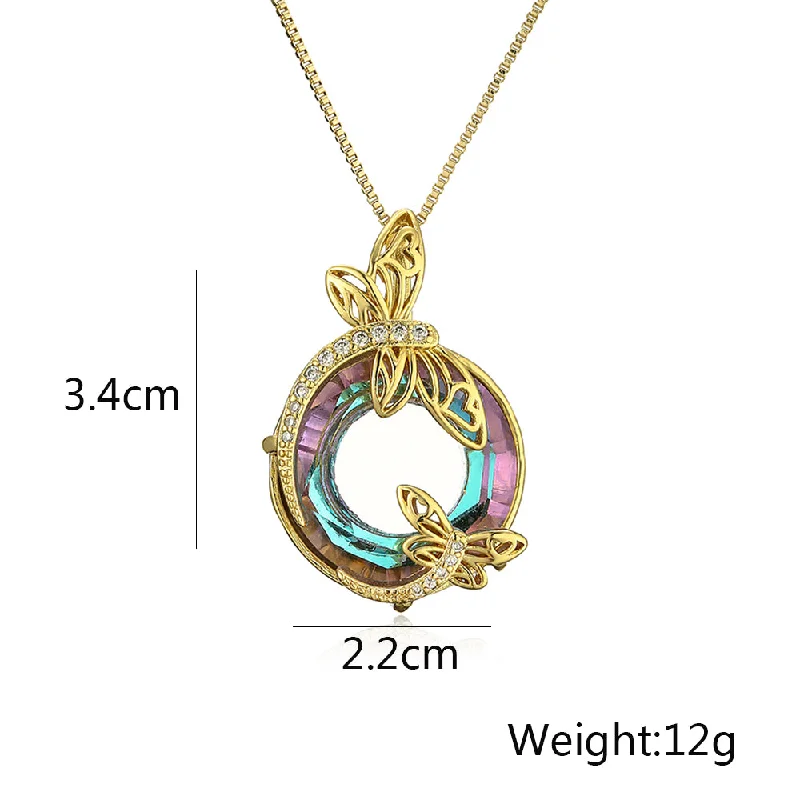 Women’s chic gold pendant necklace-Simple Style Dragonfly Copper 18k Gold Plated Zircon Pendant Necklace In Bulk