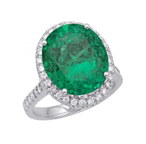 Women’s minimalistic engagement ring-Emerald and Diamond Ring