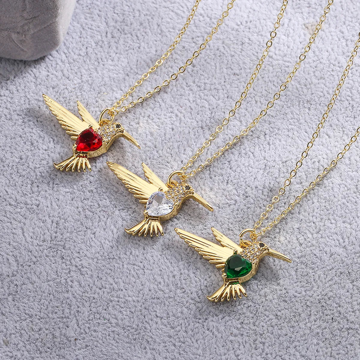 Women’s matching necklace and earrings set-Simple Style Bird Copper Plating Inlay Zircon 18k Gold Plated Pendant Necklace