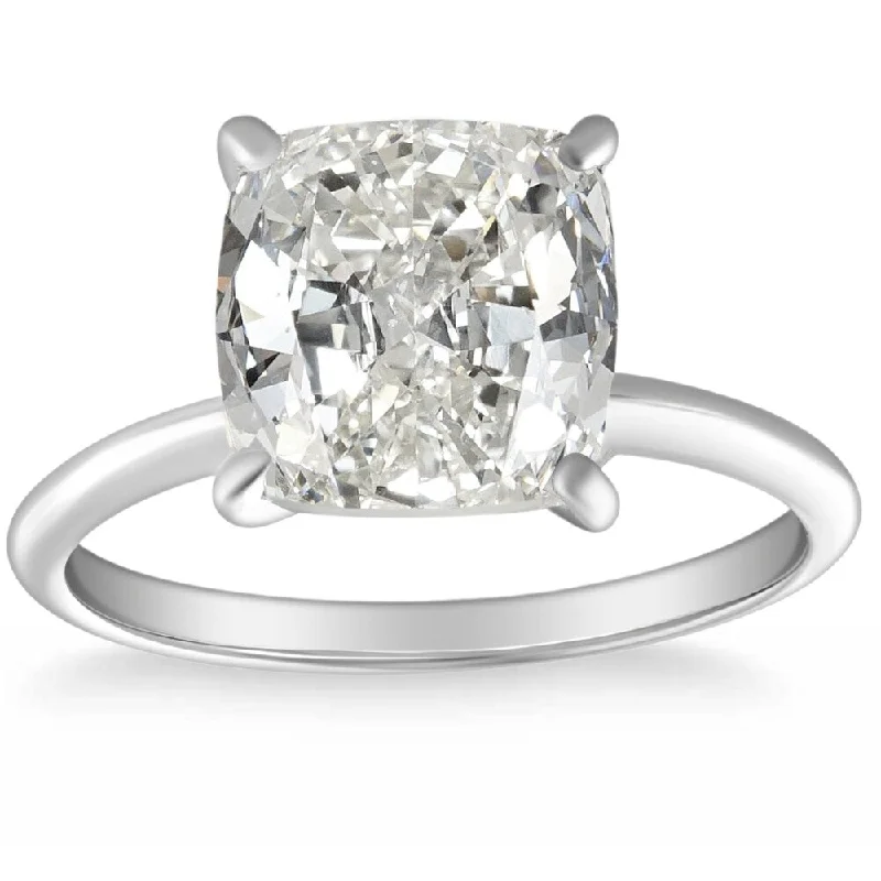 Women’s emerald cut engagement ring-4.39 CT Cushion Diamond GIA Certified Solitaire Engagement Ring White Gold