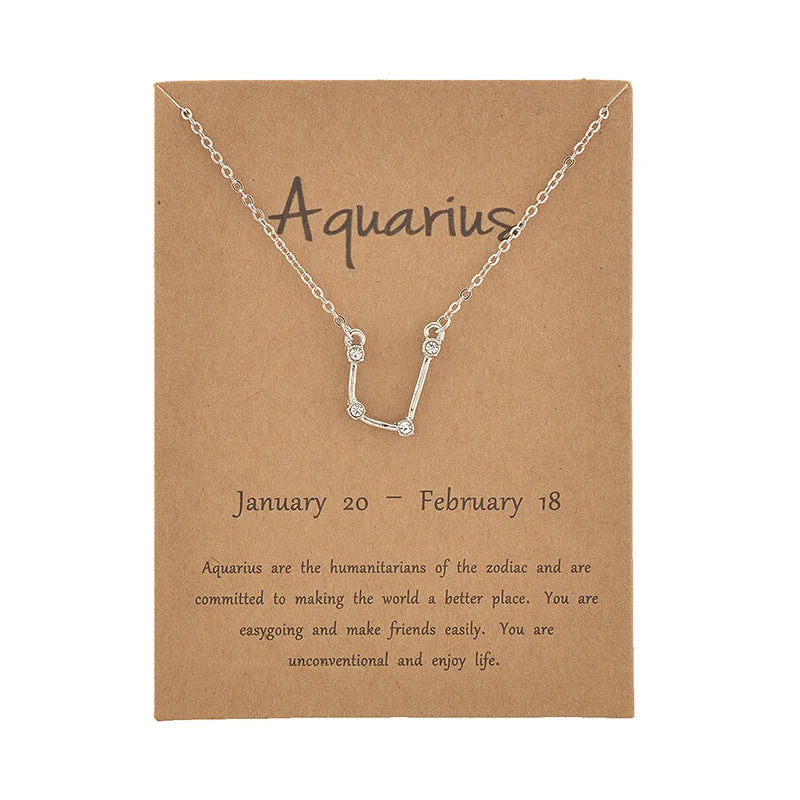 Aquarius Gold Card Silver Necklace