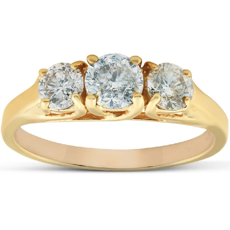 Women’s three-stone engagement ring-14k Yellow Gold 1 3/8 Ct TDW Three Stone Round Diamond Engagement Ring