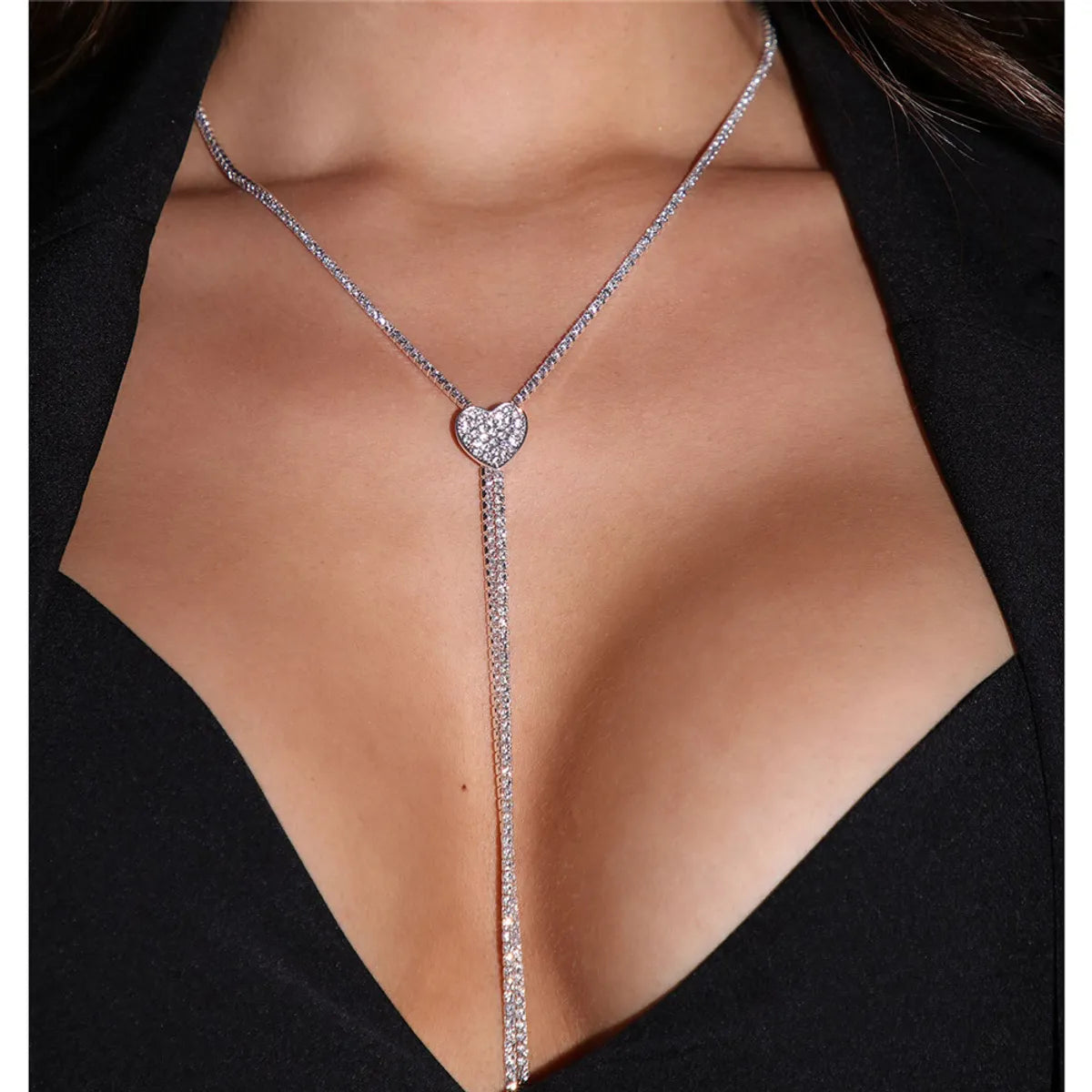 Women’s silver pendant necklace-Lady Solid Color Crystal Plating Gold Plated Women's Long Necklace