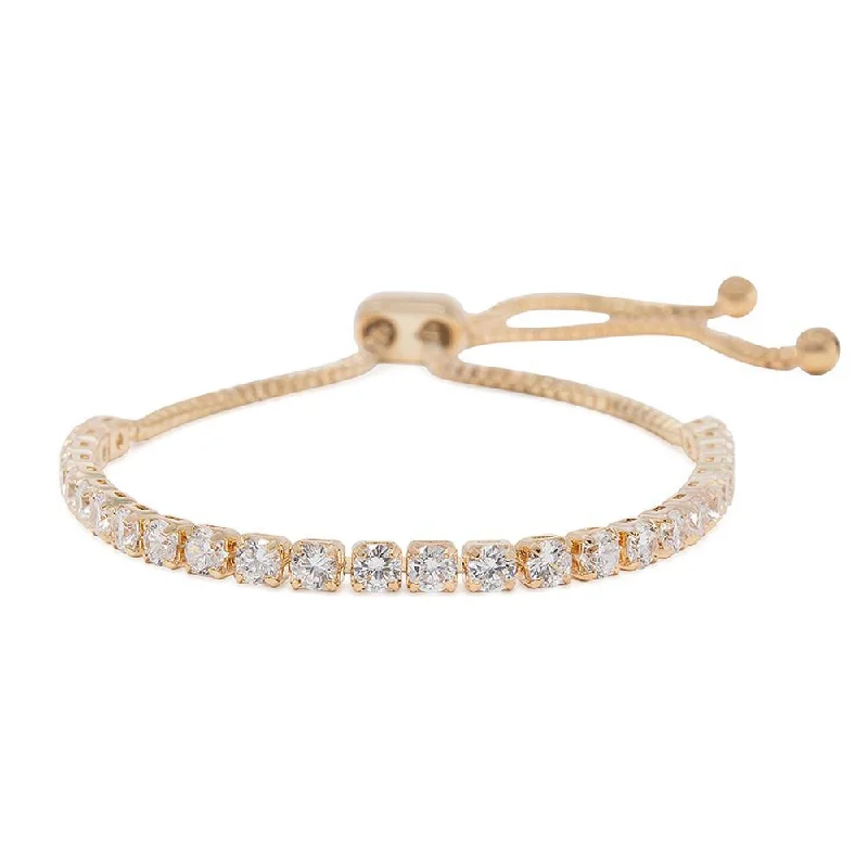 Women’s sun and moon bracelet-Rose Gold Plated Square CZ Slide Gradient Tennis Bracelet