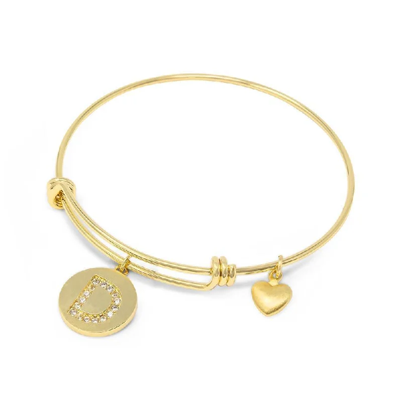 Women’s chain bracelet-Handmade 20kt Gold Plated Crystal Initial Bracelet D