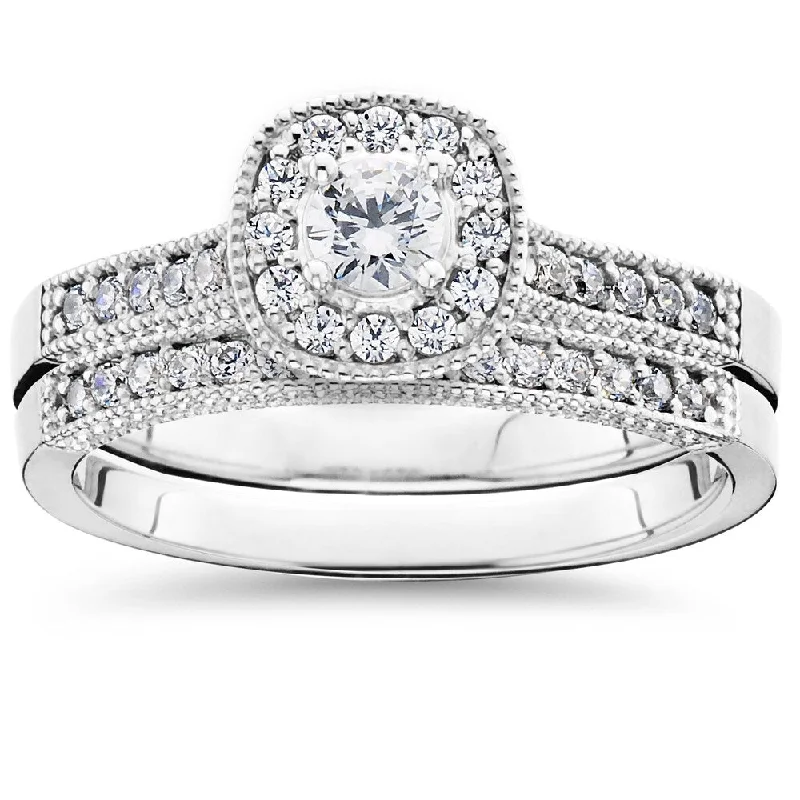 Women’s luxury engagement ring-10k White Gold 5/8 ct TDW Diamond Bridal Engagement Ring