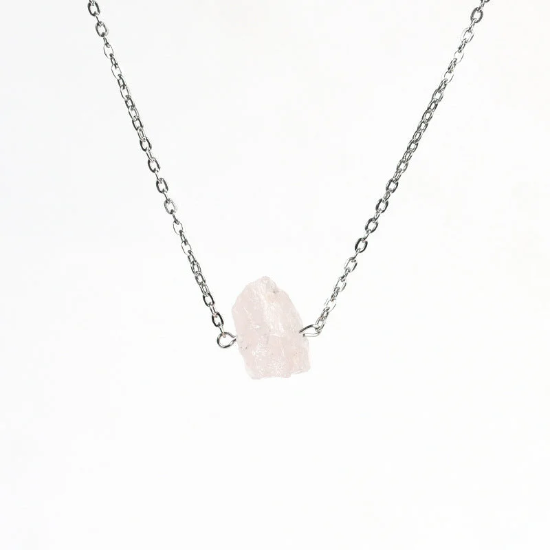 Pink Crystal-Silver Chain