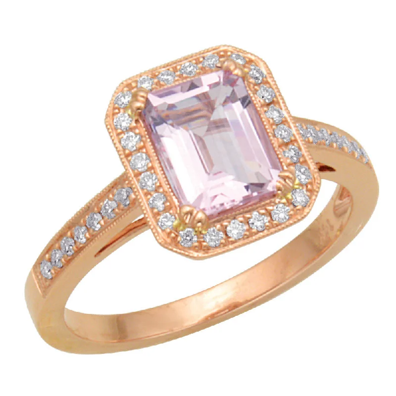 Women’s custom gold engagement ring-Morganite and Diamond Ring