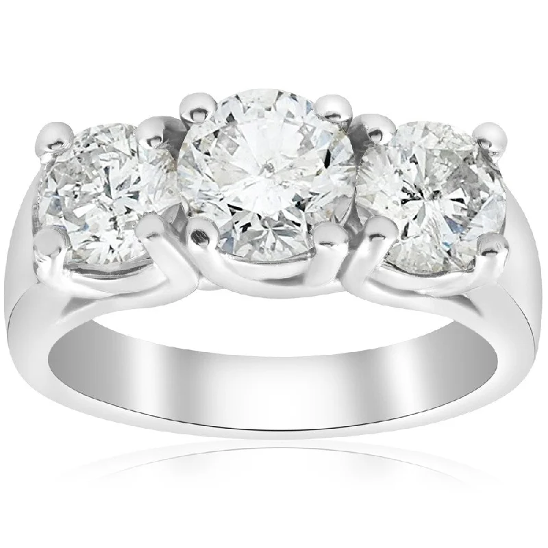 Women’s minimalistic engagement ring-Pompeii3 14k White Gold 3ct TDW Clarity Enhanced Diamond 3-Stone Engagement Ring