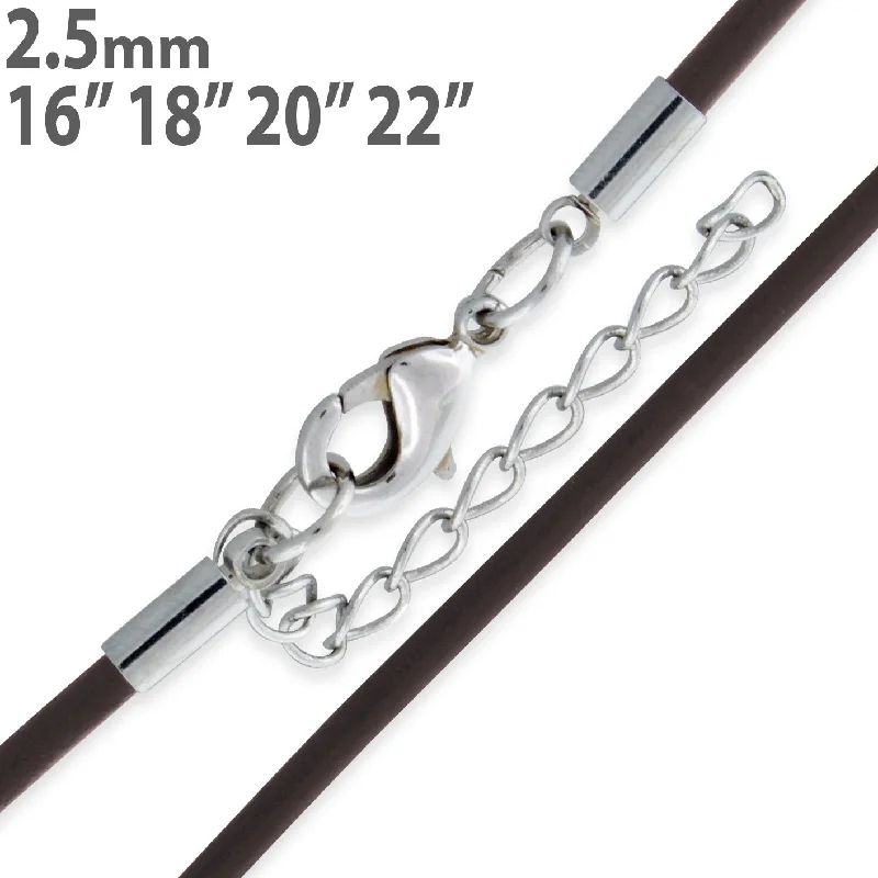 Women’s long necklace-2.5mm Brown Leather Cord w/ Adjustable Clasp