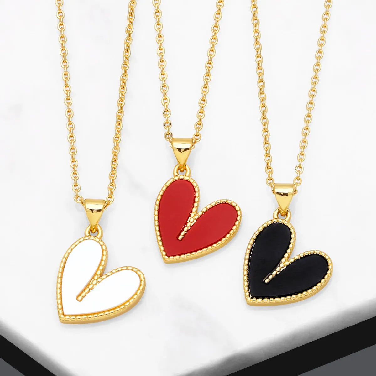 Women’s anniversary necklace-Fashion Heart Shape Copper Plating Pendant Necklace 1 Piece