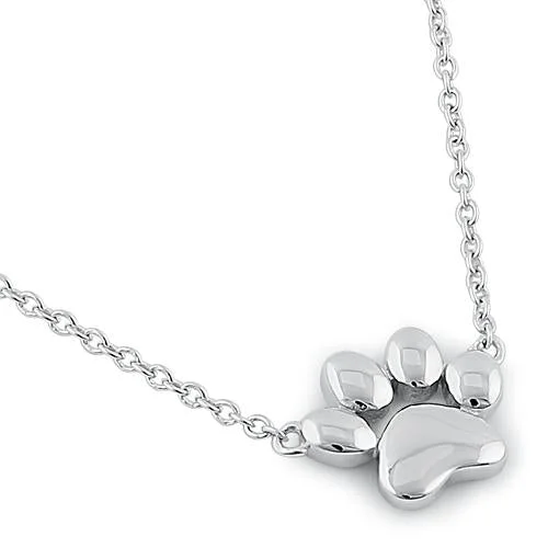 Women’s charm necklace-Sterling Silver Paw Necklace