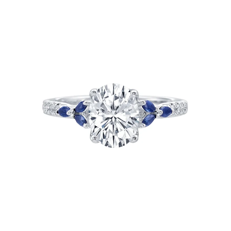 Women’s designer engagement ring-Lincoln Park Oval Center Sapphire and Diamonds Wedding Ring