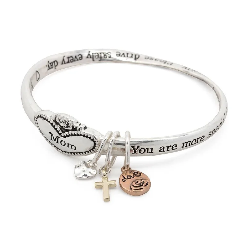 Women’s oval cuff bracelet-Inspirational Bangle Bracelet - Mom