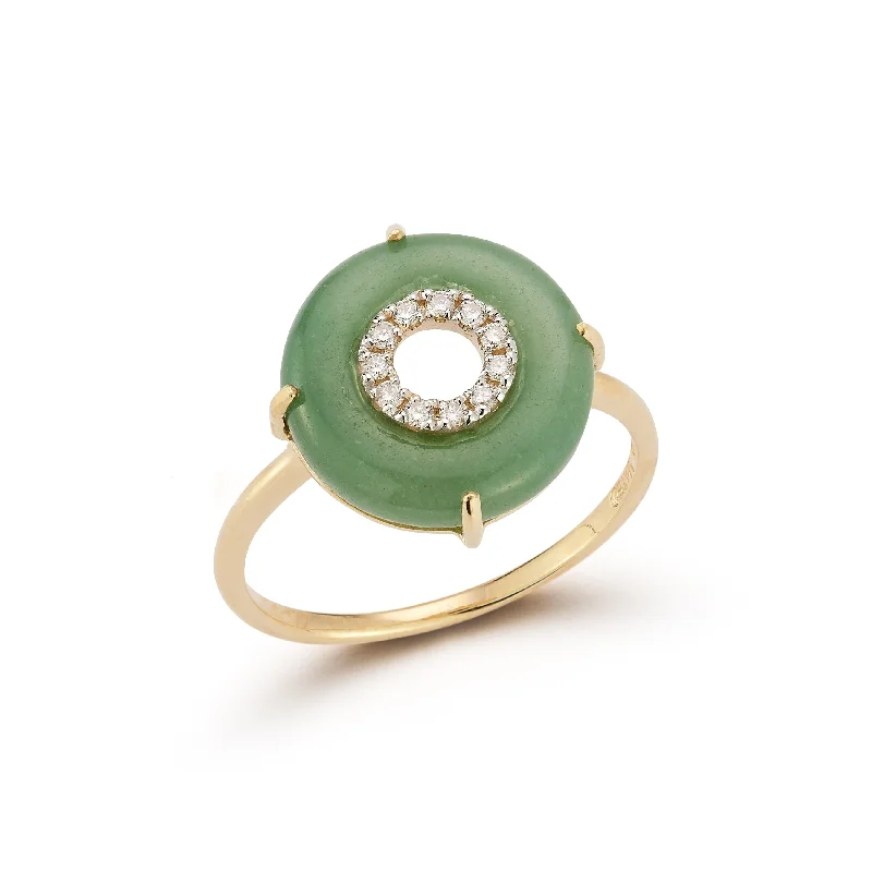 Women’s fashion statement rings-14kt Jade and Diamond Donut Ring