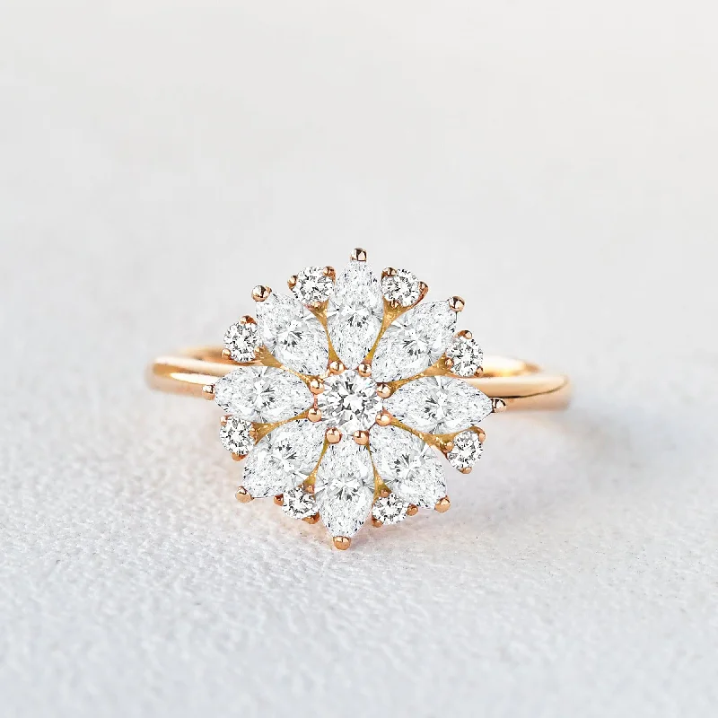 Women’s sterling silver diamond rings-Floral Inspired - Lab Grown Diamond Yellow Gold Ring