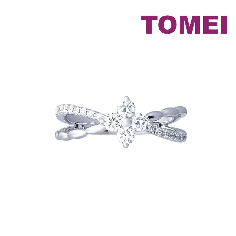 Women’s twisted rings-TOMEI 【爱的光辉】Brilliant Love Ring, White Gold 750